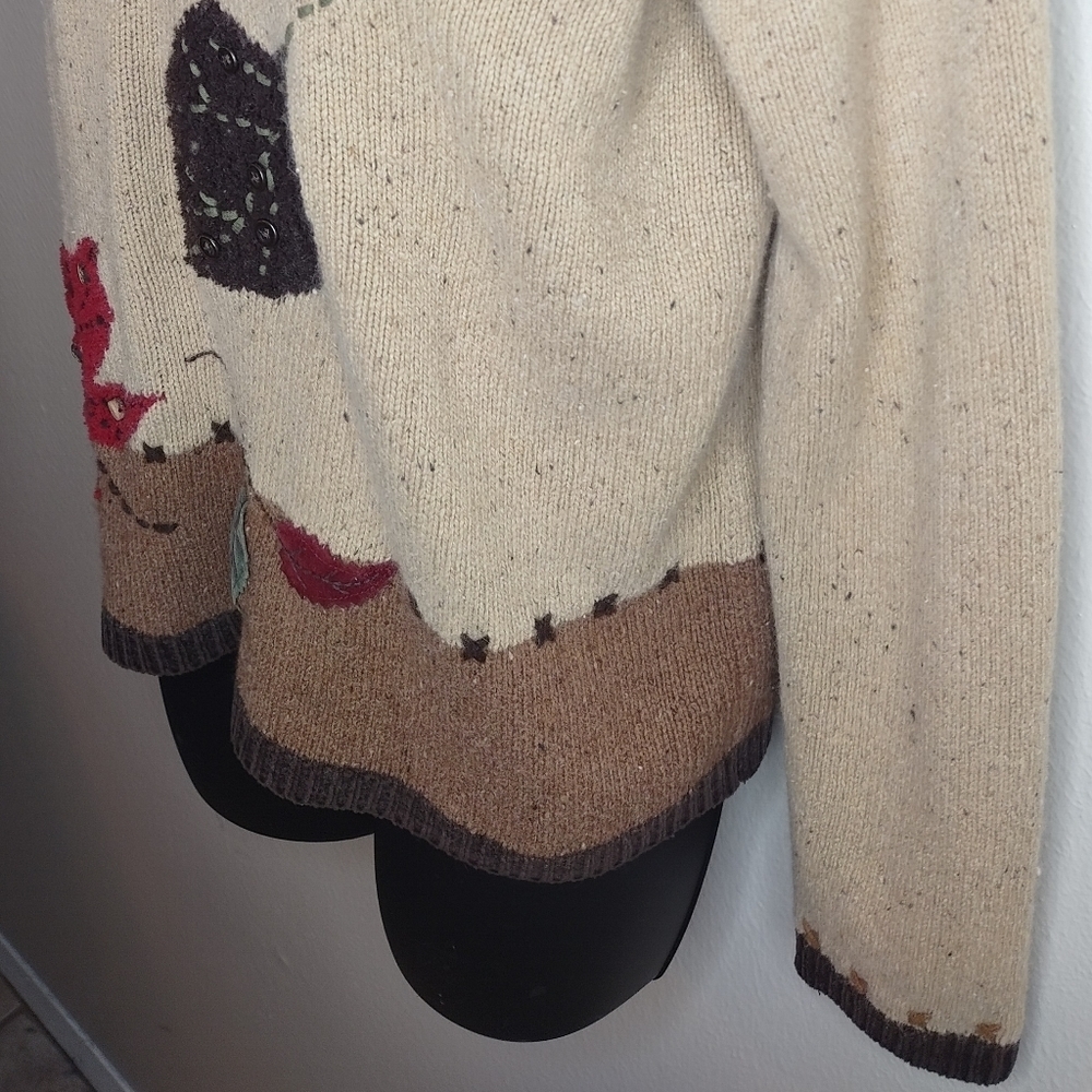 Crazy Horse Liz Claiborne Womens Medium Sweater V-neck Pullover Fall Autumn Silk - Picture 4 of 12